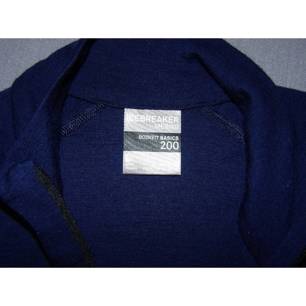 Icebreaker Merino BodyFit Basics 200 Navy Blue 1/4 Zip Base Layer Men's Large